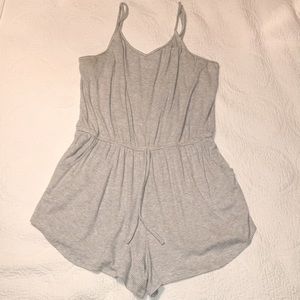 Gray striped V-Neck romper